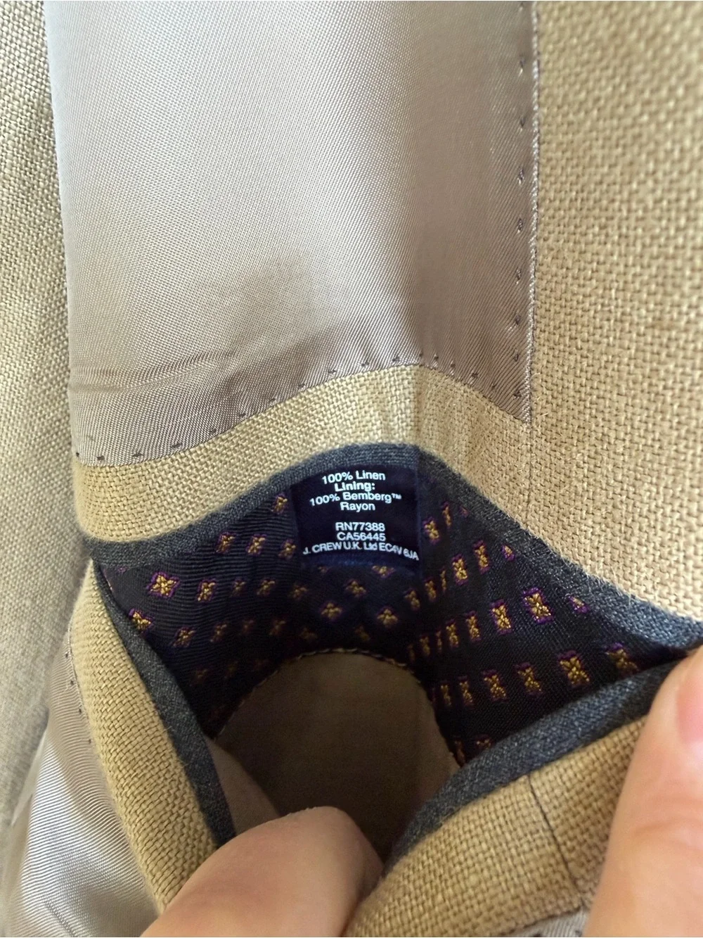 J.Crew Full Ludlow Linen Suit in Camel Tan Pants/Jacket, size 40 L Baird McNutt